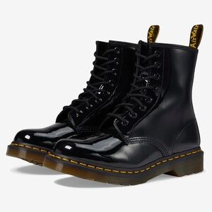 Dr. Martens Leather Boots 1460 W Black Patent Lamper 11821011 US Women's Size 6
